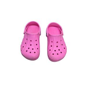 Crocs Kids Pink Classic Clogs Slip-On Shoes Size J2 With Adjustable Strap